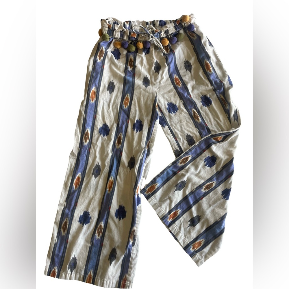 Ollari Anthropologie Wide Leg Pants with Pom Trim – Size Small - Picture 4 of 11